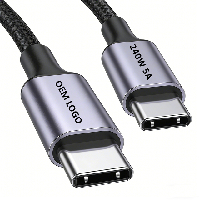 USB C to C Fast Charging Cable Type C Cable 240W 5A Factory Custom Nylon Braided Real PD3.1 EPR USB-C Type-C Fast Charger Cord