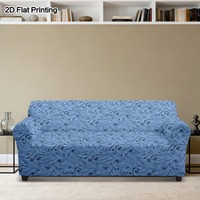 Housse de canapé extensible anti-poussière motif spirale florale bleue, protection économique pour canapé