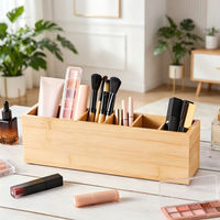 Porte-crayons en bois pour bureau, 6 compartiments, organiseur de bureau pour cosmétiques, pinceaux de maquillage, papeterie