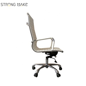 <span class=keywords><strong>Classic</strong></span> Design white high back leather PU black ribbed polish aluminum leg office chair with wheel - Product Image 5