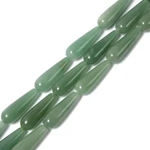 Neueste natürliche grüne Aventurin glatte Teardrop 10x30mm Edelstein Stein lose Perlen für Schmuck Anhänger Halskette Herstellung DIY Dekor
