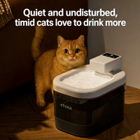 Purificateur d'eau potable pour animaux de compagnie, 2L, étanche, alimenté par batterie, pour chats et chiens, distributeur d'eau intelligent automatique USB, filtre
