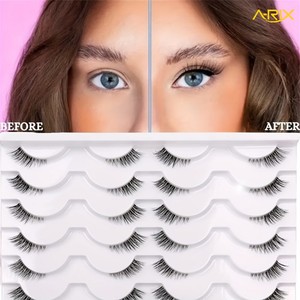 A-RIX Premium Clear Band Half Lashes Wispy <b>Cat</b> Eye Accent Eyelashes Natural Short Corner Lashes 14 Pairs Pack Private Label - Product Image 3