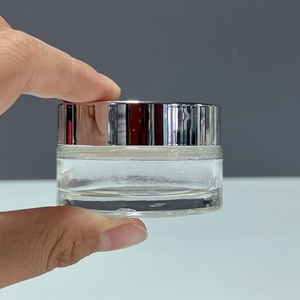 Emballage cosmétique en gros, ensemble de soins de la peau, pots à crème transparents et flacons en verre avec bouchon à vis argenté - Product Image 3