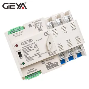 GEYA – commutateur de transfert automatique à double puissance avec Rail Din ats avec CE 3 phases ATS 63A 100A commutateur de transfert automatique à double puissance 63 amp