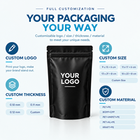 Sachets Doypack Noir Mat avec Fenêtre Transparente, Fermeture Zip Refermable, Haute Barrière, Qualité Alimentaire Sans BPA, pour Emballage Alimentaire de Noix, OEM