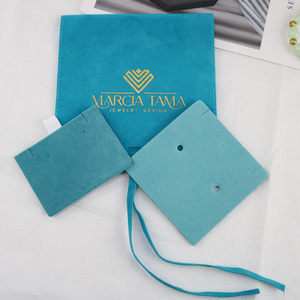 การ์ดขนาด 10x10 ซม. และผ้าเช็ดทำความสะอาดสำหรับสร้อยคอ ถุงผ้ากำมะหยี่ ซองของขวัญ ถุงบรรจุภัณฑ์เครื่องประดับแบบกำหนดเอง - Product Image 2