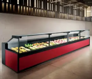 Square glass deli and fresh meat display cooler