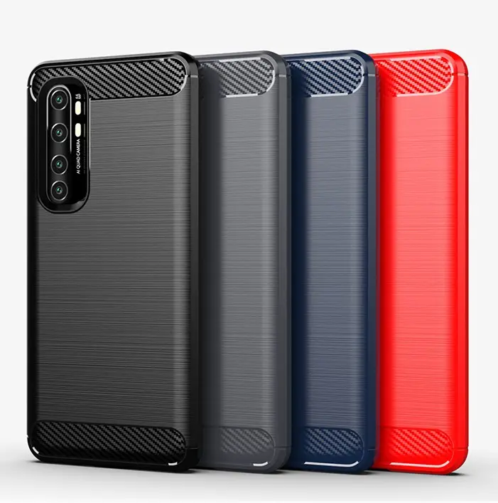 Cheap Price For Xiaomi Mi Note 10 Lite Waterproof Carbon Fiber Rubber TPU Phone Case Back Covers For Xiaomi Note 10 Lite Cases