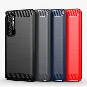 Xiaomi Mi Note 10 Lite防水カーボンファイバーラバーTPU電話ケースバックカバーXiaomi Note 10 Liteケース用