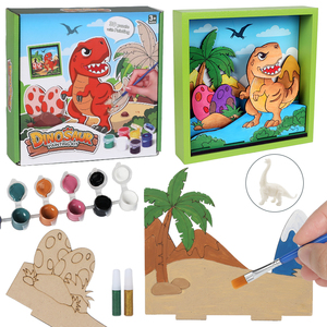 Kit de peinture artisanale en bois de dinosaure, ensemble de jouets à dessiner, <span class=keywords><strong>puzzle</strong></span> de dinosaure <span class=keywords><strong>3D</strong></span> à faire soi-même avec des couleurs pour la créativité des enfants - Product Image 1