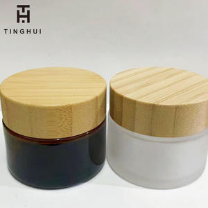 Crème pour le visage en pot de verre 100g, ambre givré, avec couvercle en plastique transparent - Product Image 3