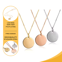 Pendentifs personnalisables en acier inoxydable 316L plaqué or 18K PVD, plaques rondes vierges pour gravure de logo, breloques personnalisées pour animaux de compagnie