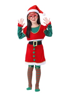 Girls Christmas Party Performance Costume <strong>Sweet</strong> <strong>Elf</strong> &amp; Santa Claus Cosplay Fancy Dress for Kids of All Ages