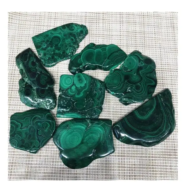 wholesale natural polished slice gemstone high quality green malachite crystal slabs for sale