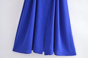 R40578S abito da altalena <span class=keywords><strong>grande</strong></span> colletto aperto in vita tinta unita moda donna all'ingrosso - Product Image 6