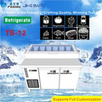 Réfrigérateur commercial JINGBAIYU TS-12 pour comptoir à salades, construction robuste, étagères réglables, refroidissement par air, sans givre