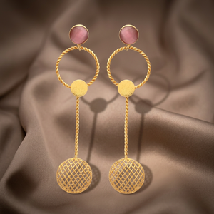 14K Gold Plated and Rose Gold Plated Brass Earrings with Two Circles Design Classic <b>Stud</b> Earrings Set for Unisex - Product Image 2