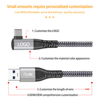 USB 3.2gen1 Tipo-C VR Link Cable para Oculus for Quest 2 5M Codo Aleación de aluminio Nylon Net Ángulo recto Pure 3A Carga rápida