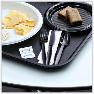 Juego de Cubiertos Desechables Boardwalk de 6 Piezas (Condimento, Tenedor, Cuchillo, Servilleta, Cucharilla) Negros para Fiestas, 250 Unidades/Caja - Product Image 1