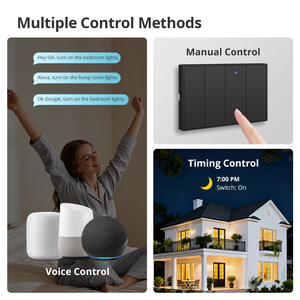 Interruptor de Luz de Pared Zigbee Zemismart Negro con Neutro, 1, 2, 3, 4 Botones, Interruptor Inteligente Compatible con la Aplicación Tuya, <span class=keywords><strong>Alexa</strong></span> y Google Home - Product Image 4