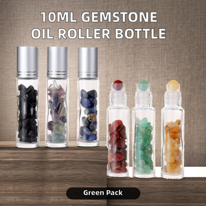 10ml Feng Shui Roller Bottle for Essential Oils Handmade with Natural Rose Quartz Amethyst <strong>Jade</strong> Crushed <strong>Stones</strong> Reiki Theme - Product Image 2