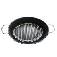 39*21cm Ovaler Kohlenstoffstahl Antihaft-Fischtopf mit Glasdeckel Ofenfest Gas- & Induktionsgeeignet zum Dämpfen von Suppen & Eintöpfen