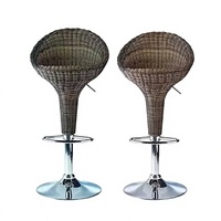 Tabouret de bar pivotant en rotin réglable en hauteur, idéal pour la maison et l'hôtellerie – Vente en gros à prix abordable