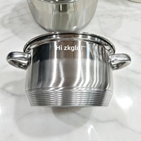 Ensemble de casseroles en acier inoxydable minimaliste moderne à double poignée, 8 pièces, couvercle en verre, compatible induction, passe au lave-vaisselle