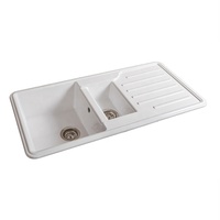 Évier de cuisine composite blanc quartz Oumeiga matériau résistant à l'abrasion pour un seul intestin