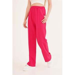 Pantalones y Leggings de Vestir para Mujer, Color Fucsia Básico, al por Mayor, de Pierna Ancha con Cintura Elástica, Formales y Transpirables - Product Image 4