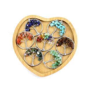 3Cm Handgemaakte Kleurrijke Edelsteen 7 Chakra Turquoise Levensboom Hanger Natuurlijke Kristallen Charme Hanger - Product Image 2