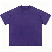 T-shirt personnalisé Kornit DTG uni violet à bords déchirés, style minimaliste pour homme, garantie de couleur OEM