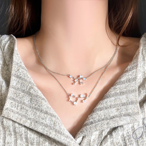 Collar con Colgante de los 12 Signos del Zodiaco, Ópalo Rosa Nano Redondo con Incrustaciones, para Uso Diario de Mujeres - Product Image 3