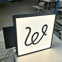 Boîte à lumière LED rectangulaire double face personnalisée SKYSEEN, cadre en acier inoxydable, face en acrylique, publicité décorative pour usage extérieur