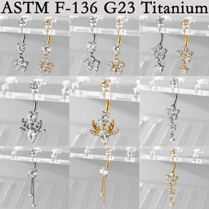 Gaby ASTM-F136 G23 Titane PVD Piercing Anneau de nombril fileté intérieurement avec zircon motif fleur étanche Bijou de corps - Product Image 3