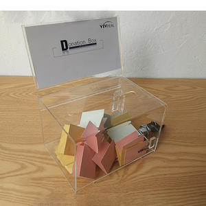 صندوق اقتراع مخصص مربع شفاف من الأكريليك شبكي للانتخابات مع قفل للتصويت جمع الاقتراحات الخيرية - Product Image 3