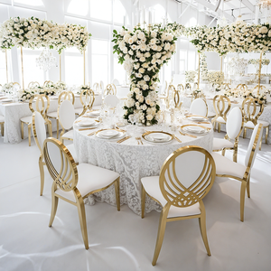 Sedia da Banchetto Moderna di Lusso in Acciaio Inossidabile, Impilabile e Resistente per Soggiorno, Matrimoni, Eventi, Feste, Ristoranti, Hotel, Sale e Banchetti - Product Image 1