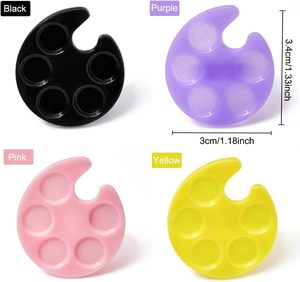 Placa de maquillaje de paleta de Arte de uñas de colores mezclados con hoja curva para esmalte de uñas bandeja de anillo de plástico para dedo usable - Product Image 3