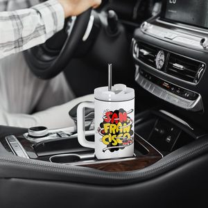 40 Oz White Sublimation <b>Tumbler</b> <b>With</b> Handle Stainless Steel <b>Straw</b> Insulated Double Wall Vacuum Reusable Cups For Travel - Product Image 6