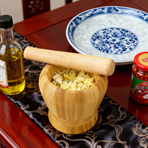 Set Peralatan Dapur Penggiling Kayu Bambu, Mangkuk Jepit <span class=keywords><strong>Mortar</strong></span> dan Alu Bambu Alami - Product Image 5