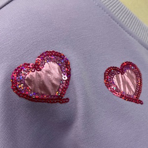 OEM Custom <strong>Sparkly</strong> Sequin and Affixed Cloth Embroidery Hearts Long Sleeve Crew Neck Pullover Tops Oversized Sweatshirt for <strong>Women</strong> - Product Image 5