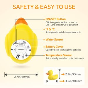디지털 방수 노란색 아기 목욕 온도계, 섭씨/화씨 표시, 즉시 읽기 LCD, 배터리 구동, 플라스틱 재질, 신생아용 - Product Image 6