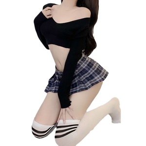 Lingerie sexy japonaise de haute qualité, uniforme de style étudiante, jupe plissée en polyester à carreaux, mini-jupe ultra-courte JK - Product Image 5