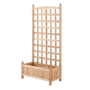 <span class=keywords><strong>Jardinière</strong></span> surélevée en bois avec treillis décoratif, bac à plantes en bois naturel, <span class=keywords><strong>jardinière</strong></span> d'extérieur pour plantes grimpantes et fleurs - Product Image 2