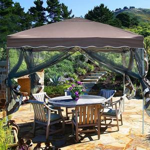 Abri Métallique Extérieur Imperméable Pavillon <span class=keywords><strong>de</strong></span> <span class=keywords><strong>Jardin</strong></span> Pare-Soleil Auvent Polyester Pop up Patio Toit en Acier Gazebo avec Filet - Product Image 2