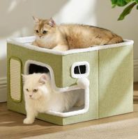 Cama Grande para Mascotas con Rascador, Cubo de Juego para Gatos de Interior, Soporta hasta 30 Libras