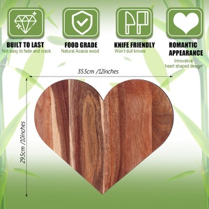 Heart Shaped Acacia <b>Wood</b> Cutting Board 35.5x29.5x1.5cm For Cheese Steak Vegetable <b>Slicing</b> Valentine's Day Gift - Product Image 4