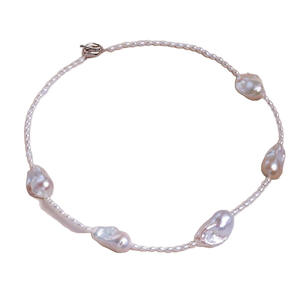 Collier rétro naturel en forme de ballon extraterrestre, ciel étoilé, lumière intense, perle violette colorée - Product Image 5