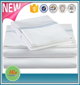 100% coton 300TC satin tissé solide blanc prix usine draps - Product Image 3